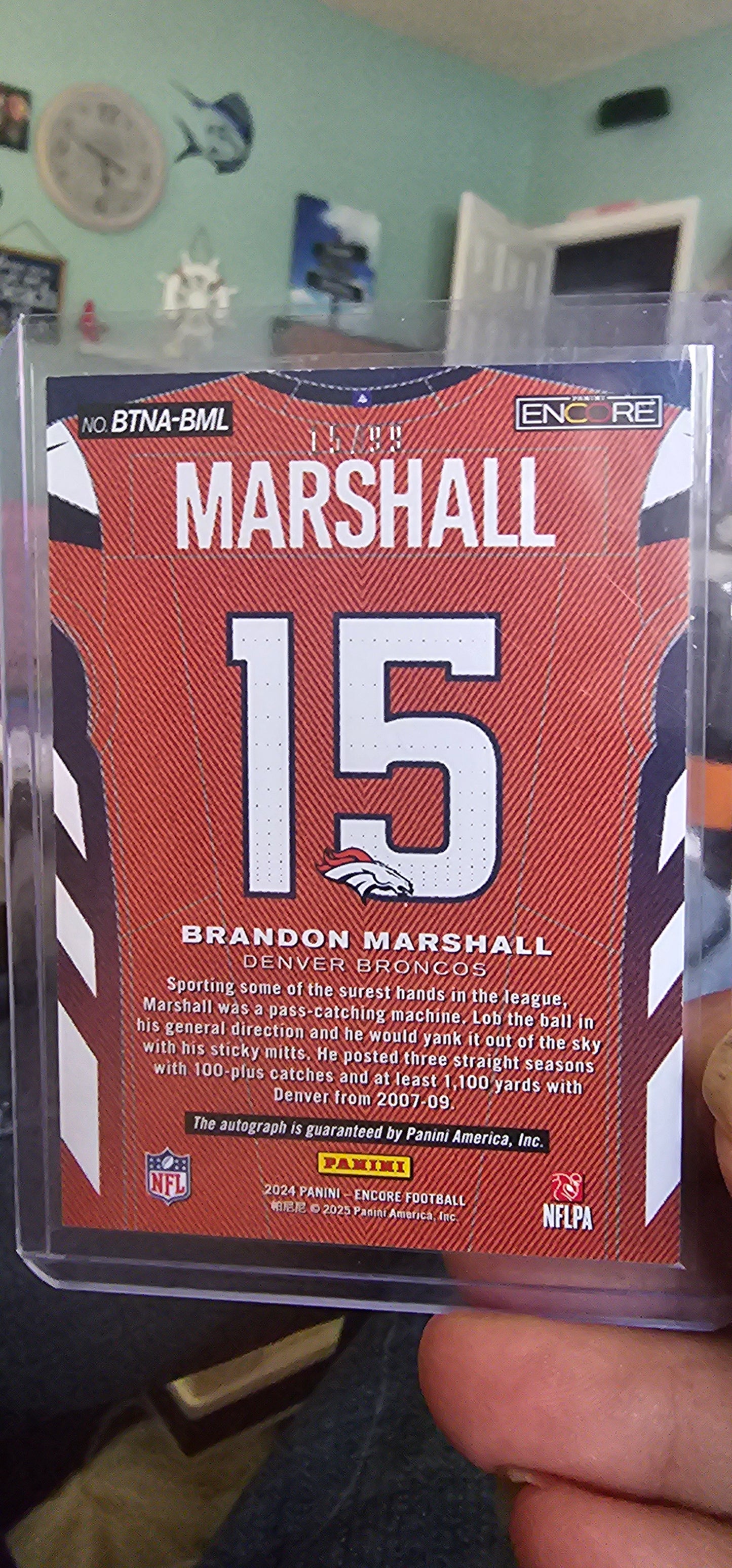 2024 Panini Encore Brandon Marshall By The Numbers Auto /99 Broncos