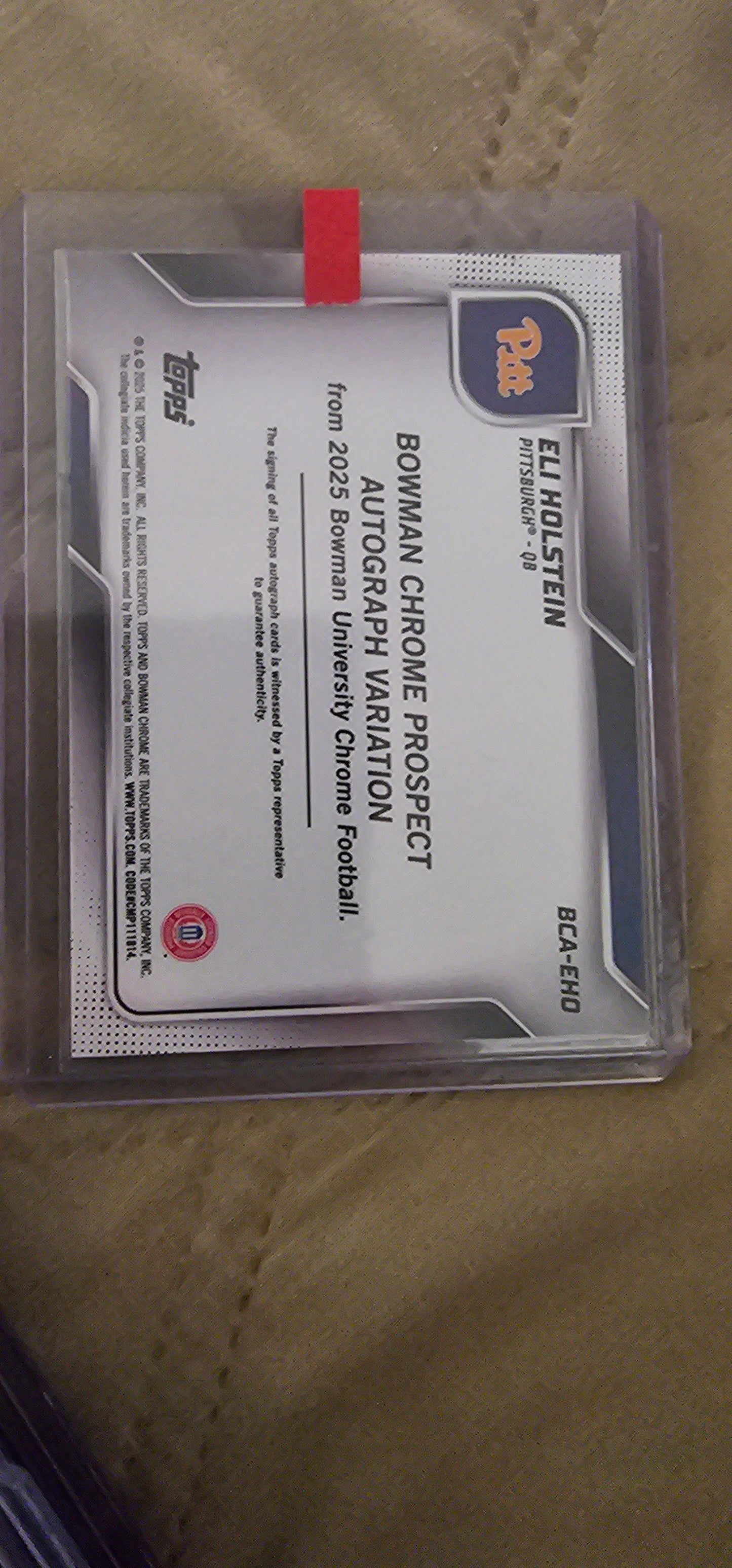 2025 Bowman Chrome U #BCA-EHO Eli Holstein Auto Pittsburgh /50 GOLD