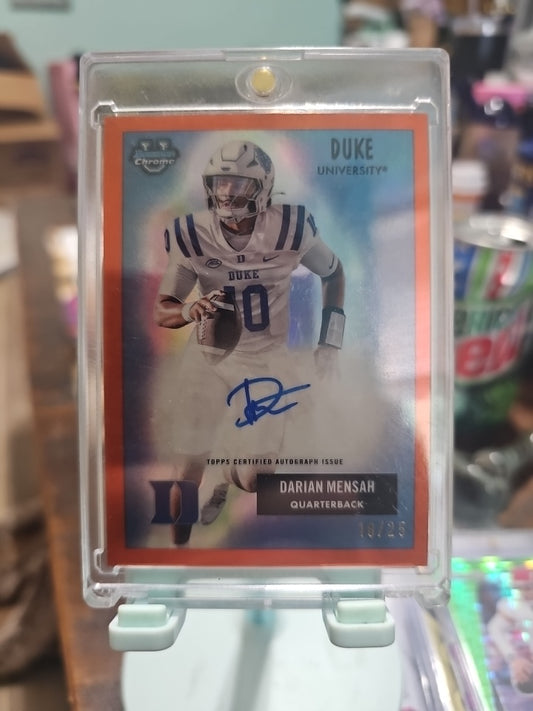 2025 CHROME DARIAN MENSAH ON CARD AUTO/25 ORANGE REFRACTOR EBAY 1/1 1STRD INVEST